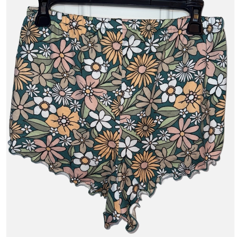 HOLLISTER GILLY HICKS- WOMENS GREEN & PINK FLORAL SLEEPWEAR SHORTS SIZE LARGE - Picture 2 of 8